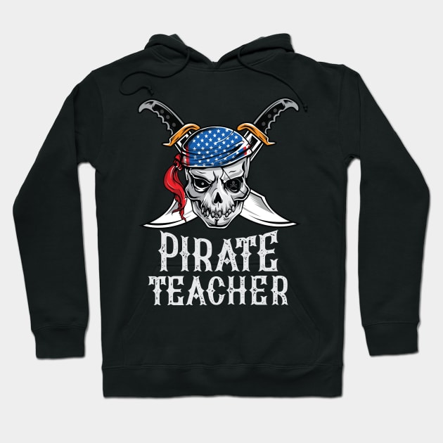 Pirate Teacher Skull Jolly Roger Halloween Costume Hoodie by HCMGift